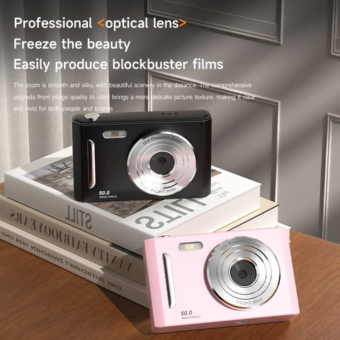 Digital Camera with Flash Light Dual Cam  50MEGA Hd Pixels 2.4in Screen Retro CCD Portable 4K Travel Cam Entry-level Photograph