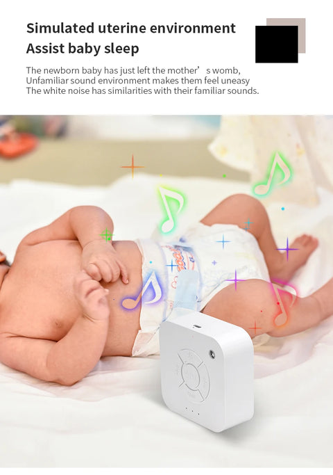 Baby White Noise Machine for Sleeping, Portable Sound Soother with 10 Relaxing Sounds, USB Rechargeable, Auto-Off Timer