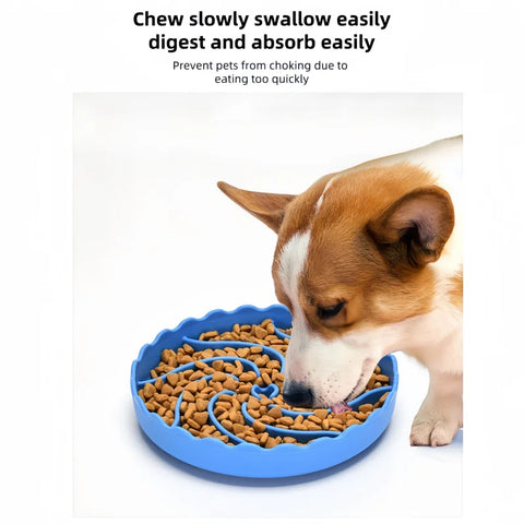 Dog Slow Food Bowl Food Grade Silicone Pet Slow Feeder Bowl with Suction Mat Dog Slow Eat Bowl Anti-choking Pet Feeding Supplies