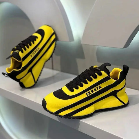 Chunky Sneakers Men Designer Soft Sole Sport Shoes Fashion Casual Leather Fabric Mesh Breathable Height Increased Platform Shoes
