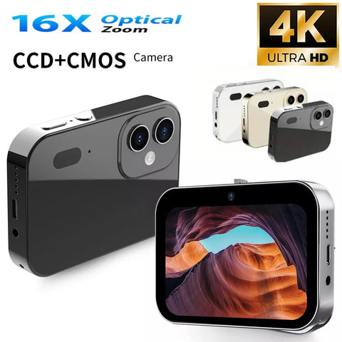 8-128GB D6 Digital Camera 4K HD Camera Recorder Music Player Touch Control Screen Vlogging Camera Night Vision 64MP Camcorder