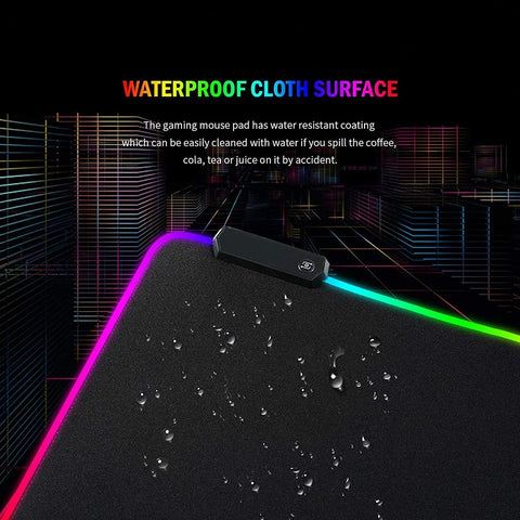 RGB Gaming Mouse Mat Pad - Large Extended Led Mousepad With 14 Lighting Modes , Anti-Slip Rubber Base Mouse Mat For Gamer
