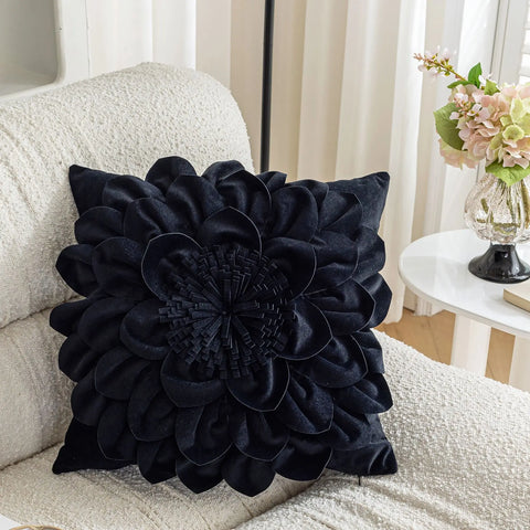 Flower Velvet Cushion Cover Luxury Handmade Splicing Petal Pillow Cover For Living Room Sofa Office Waist Back Cover Pillowcase