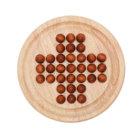 Single Player Chess Board Peg Solitaire Puzzle Travel Wood Educational Strategy Games For Adults Kids Ideal Family Fun Party
