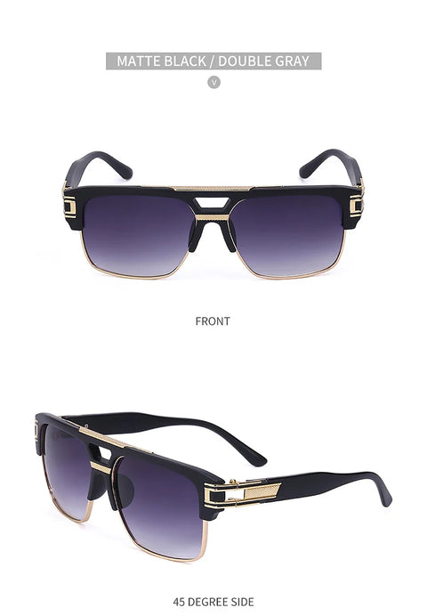 Luxury Stylish Brand Men Sunglasses Hot Designer Square Metal Sun Glasses Classic Fashion Driving Alpha Shades UV400