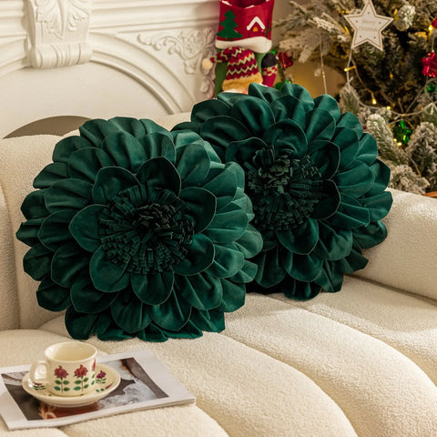 Flower Velvet Cushion Cover Luxury Handmade Splicing Petal Pillow Cover For Living Room Sofa Office Waist Back Cover Pillowcase