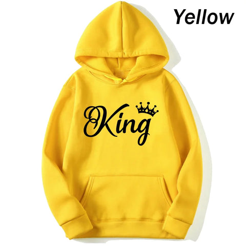 Women And Men Couple Hoodies Long Sleeved Hoodies King And Queen Printed Lover Hooded Sweatershirt Couple Hoodies