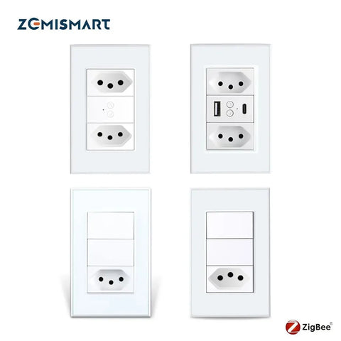 Zemismart Zigbee Brazil Socket Work with Tuya Smart  Life 10A 20A Brazil Outlets Alexa Google Home Control