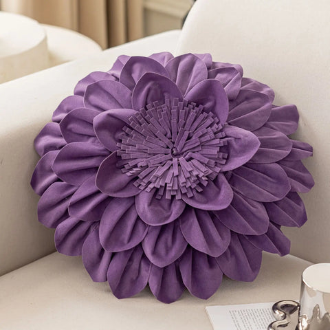 Flower Velvet Cushion Cover Luxury Handmade Splicing Petal Pillow Cover For Living Room Sofa Office Waist Back Cover Pillowcase