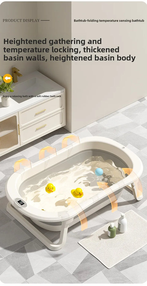 Foldable Portable Baby Bathtub Collapsible Infant Bath Tub Newborn Toddler Large Non Slip Bath Seat Home Travel Space Saver