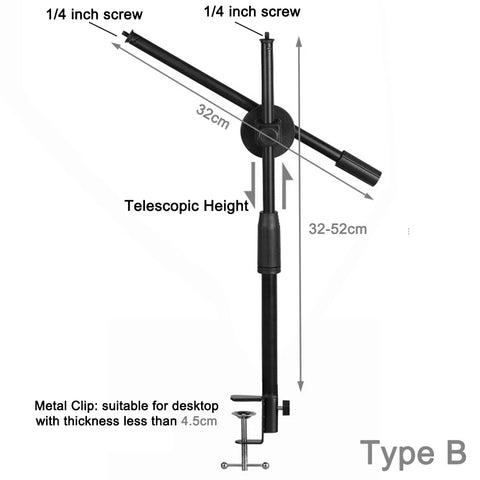 Microphone Stand Mic Stand Desk Microphone Bracket Phone Tripod Boom Arm Adjustable 3/8 1/4 Inch Screw Live Equipments