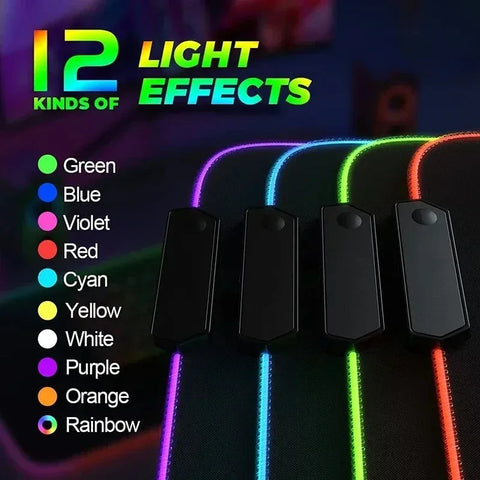 Gamepad RGB Large Mouse Pad Gamer LED Backlight Luminous Gamers Non-Slip Rubber Keyboard Pads XL E-sports Laptop Office Desk Mat