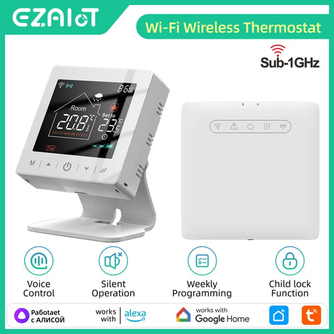 Tuya smart wifi thermostat RF433 wireless floor heating water/gas boiler home temperature remote control battery powered alexa