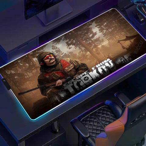 RGB Large Gaming Mouse Pad With Backlit Escape From Tarkov Mousepad PC Non-slip Rubber Desk Mat Computer Gamer Keyboard LED Rug