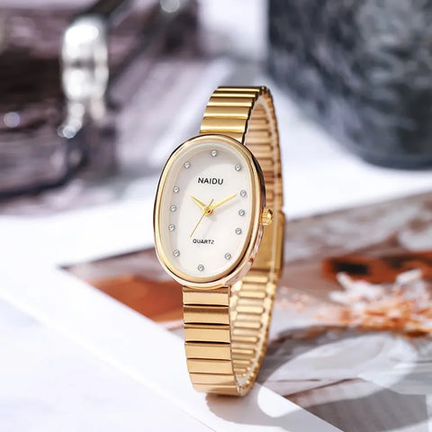 Minimalist Oval Quartz Watch Women Watch Fashion Steel Belt Quartz Casual Wristwatch Gifts Quartz Wristwatch