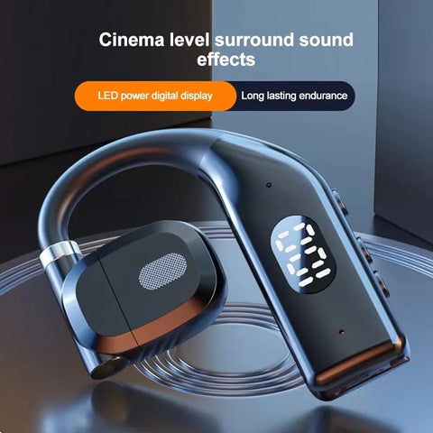 LED Single Earphones Long Standby Business Headphones Waterproof Mono Headset Outdoor Call Bluetooth 5.3 Wireless Earbuds