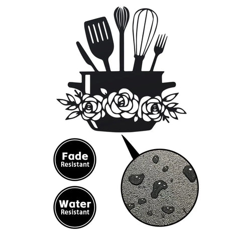 Rustic Kitchen Wall Art - 1pc Cooking Utensils & Letter Sign, Decorative Iron Hanging for Home and Restaurant