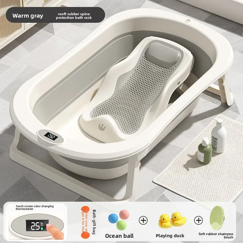 Foldable Portable Baby Bathtub Collapsible Infant Bath Tub Newborn Toddler Large Non Slip Bath Seat Home Travel Space Saver