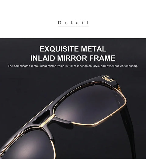 Luxury Stylish Brand Men Sunglasses Hot Designer Square Metal Sun Glasses Classic Fashion Driving Alpha Shades UV400