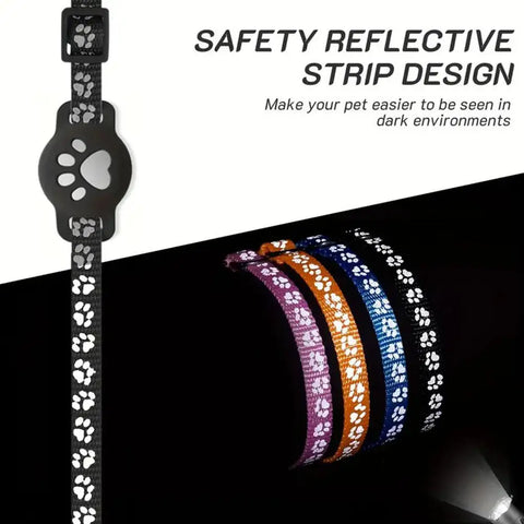 Cat Locator Collar Lightweight Adjustable Real Time GPS Tracking Outside Reflective Strips For Night Safety Enhance Pet Safety