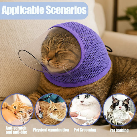 Cat Head Cover Adjustable Birth Control  Surgery Prevent Random Licking Mouthpiece Breathable Cat Mask