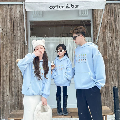 Hooded  Matching Warm Mom Dad Daughter Son Matching Top Clothing Sweatshirts Babyfor The Whole Family Romper Spring Hoodies