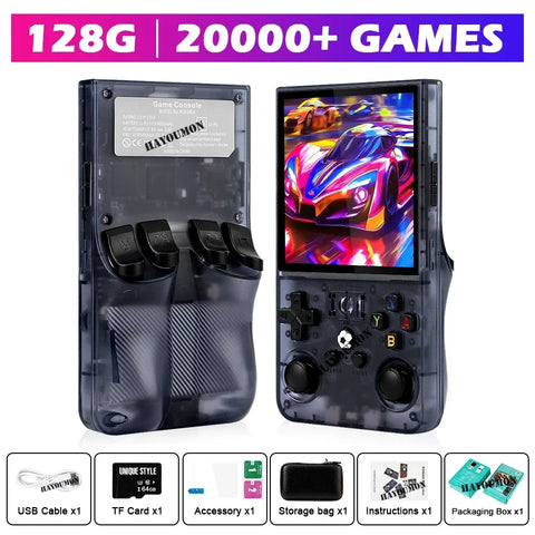 Yellow Pink Open Source R36 Max 4" IPS Screen RK3326 Chip Retro Handheld Video Game Console 64G 128G Portable Pocket Game Player