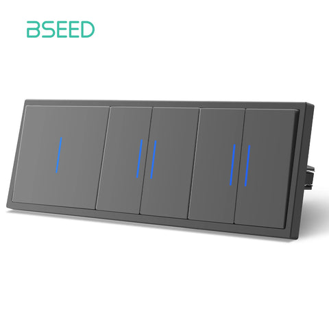 BSEED 1/2Gang Wall Light Switch Mechanical Buttons Switch 1Way EU Standard Plastic Frames LED Indicator Quick Wire Connection