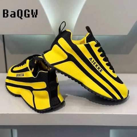 Chunky Sneakers Men Designer Soft Sole Sport Shoes Fashion Casual Leather Fabric Mesh Breathable Height Increased Platform Shoes
