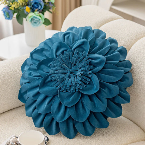 Flower Velvet Cushion Cover Luxury Handmade Splicing Petal Pillow Cover For Living Room Sofa Office Waist Back Cover Pillowcase