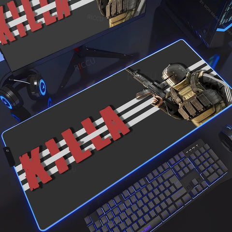 RGB Large Gaming Mouse Pad With Backlit Escape From Tarkov Mousepad PC Non-slip Rubber Desk Mat Computer Gamer Keyboard LED Rug