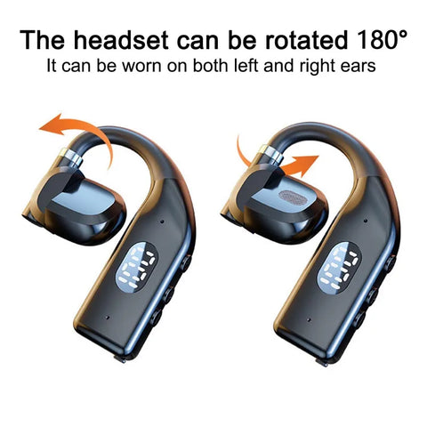 LED Single Earphones Long Standby Business Headphones Waterproof Mono Headset Outdoor Call Bluetooth 5.3 Wireless Earbuds