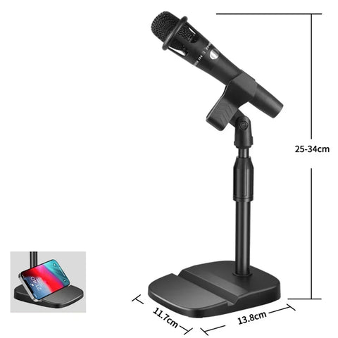 Multifunction Microphone Stand Desktop Tripod Table Stand Adjustable Mic Stand Mic Clip Holder Bracket With Base Brackets