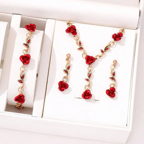 4pcs Women's Jewelry Set, Luxury Ladies Fashion Casual Bracelets, Necklace, Earrings, Jewelry Set, Suitable for Daily Wear, Gift