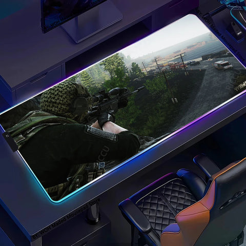 RGB Large Gaming Mouse Pad With Backlit Escape From Tarkov Mousepad PC Non-slip Rubber Desk Mat Computer Gamer Keyboard LED Rug
