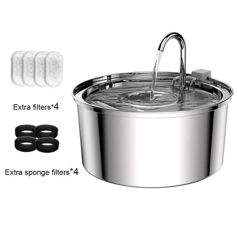 7L Large Capacity Stainless Steel Cat Water Fountain Dog Pet Automatic Water Fountain Feeder Window Silent (No 5V 1A Plug)